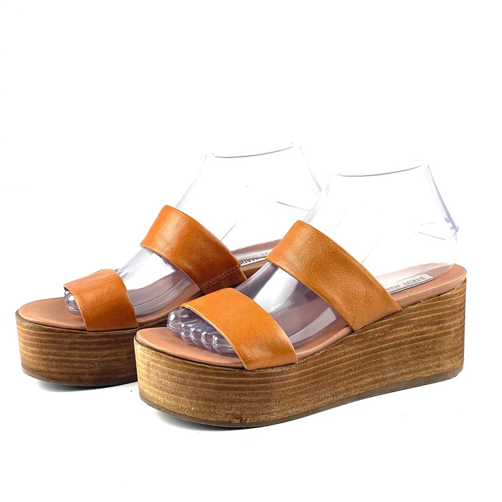 Steve Madden Wooden Platform Leather Sandal Size 7